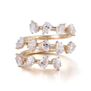 Maßgefertigter Edel-Schmuck Massiver 10K Gelbgold Birnenförmiger Moissanit-Diamantring Damenschmuck Perfekt als Valentinstagsgeschenk - Product Image 3