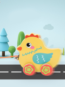 Kéo về phía trước Tám loại động vật cua bò cừu nhím đồ chơi bằng gỗ chuông vịt nhỏ học đi bộ kéo Đồ chơi - Product Image 4