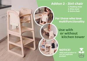 Xiair Montessori Toddler học tập tháp nhà bếp bằng gỗ Helper tháp có thể điều chỉnh Toddler bước với đường sắt và từ bảng đen - Product Image 3