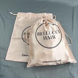 Prix de gros, sacs à bijoux en satin de couleur champagne sur mesure, logo sérigraphié, sacs anti-poussière, sacs à dos pour perruque - Product Image 4