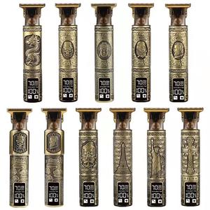 Máquina Cortapelos Eléctrica Vintage T9 con Pantalla LCD <span class=keywords><strong>de</strong></span> Buda, Cortadora <span class=keywords><strong>de</strong></span> Pelo USB con Cuchilla en T <span class=keywords><strong>de</strong></span> 0 mm para Uso Doméstico o en Salón - Product Image 1