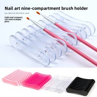 Nouveau support pour pinceaux de nail art en plastique à 9 emplacements, multicolore, vente en gros