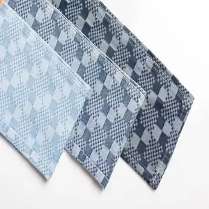 8*8 medium weight Jacquard stripe print denim fabric INDIGO Cotton 100% printed denim fabric
