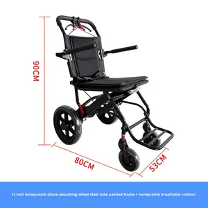 LEIHU kursi roda lipat ringan portabel, untuk orang tua perjalanan pesawat menggunakan perlengkapan terapi rehabilitasi - Product Image 6