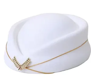 Mayorista Aerolínea Azafata Alta Calidad Fieltro Blanco Niñas Boina Sombrero Blanco Mujeres Gorra Francesa