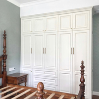 Armoire avec Portes Vitrées Moderne pour Chambre Principale en MDF Chêne Blanc Bois Massif Minimaliste Ivoire