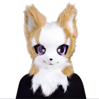 Accessoires de déguisement transfrontaliers pour Halloween : Masque de tête en fausse fourrure pour chien et loup