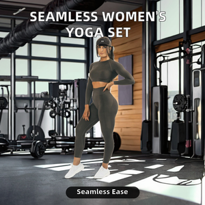 Conjunto Deportivo de 2 Piezas para Mujer, Estampado sin Costuras, Top Corto de Manga Larga, Leggings de Cintura Alta con Efecto Push-Up, Ropa Deportiva para Yoga y Fitness - Product Image 2