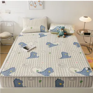 China Supplier Latex Fill Cool Cartoon Dinosaur Astronaut Mattress Cover Bedding Fitted Sheet Set