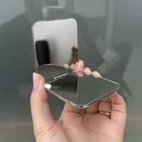 Miroir compact portable en acier inoxydable double face style INS, petit miroir de maquillage réversible, en promotion