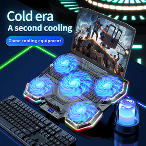 ヘビーデューティー<span class=keywords><strong>5</strong></span>ファンRGBラップトップクーラーパッドLEDディスプレイ17.3インチラップトップ用デュアルUSBゲーミングノートブッククーラースタンド - Product Image 5