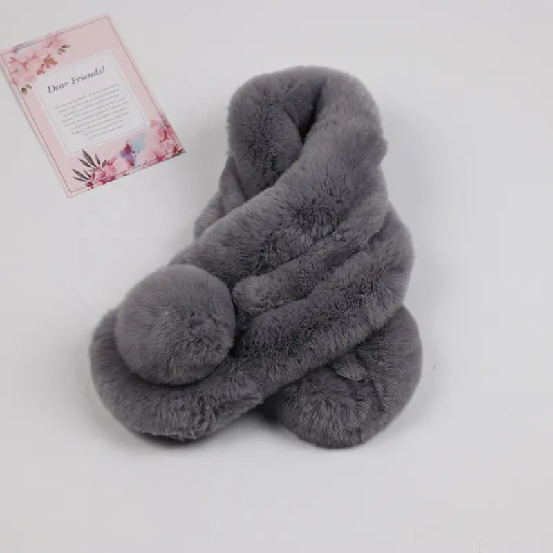 Winter lady big ball rabbit fur collar wholesale  rabbit fur scarf women