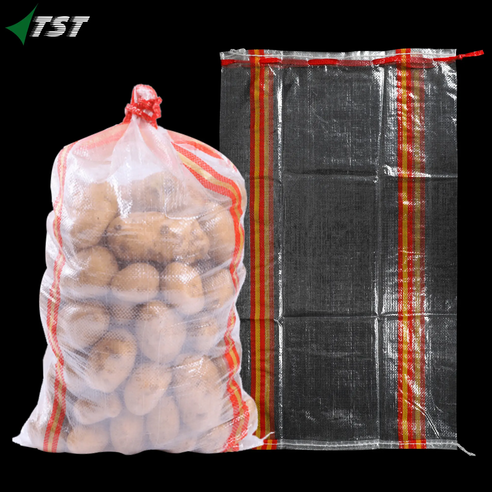 transparent bags plastic custom pp woven mesh bag with black drawstring for packing apples pears fruits and vegetables for UK