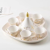 Ensemble de 8 tasses à café et thé en céramique dorées, style créatif, pour la maison, idéal pour le Ramadan et l'Aïd, vente en gros