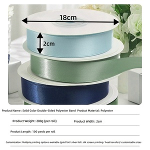 Pita Poliester Dua Sisi 2cm Warna Macaron Tersedia, untuk Dekorasi Pernikahan, Aksesoris Rambut, Buket Bunga, Pembungkus Kado Kue - Product Image 2