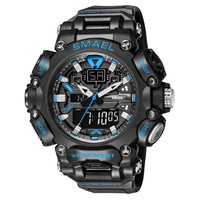 Jam Tangan Olahraga Pria 50m Tahan Air LED Quartz Tali Akrilik Bercahaya Alarm Stopwatch Daya Tahan Baterai 2 Tahun Tahan Guncangan Model