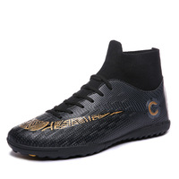 Chaussures de football à crampons mi-hautes tendance pour femmes, hommes, jeunes et enfants, avec semelle antidérapante pour l'entraînement