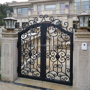 Portail en fer forgé <span class=keywords><strong>villa</strong></span> haut de gamme portail en fer forgé porte d'entrée en métal forgé cour simple double porte - Product Image 6