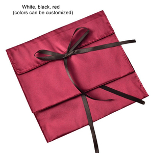 Özel Logo baskılı siyah saten zarf lüks ipek saten astar toz geçirmez zarf çanta hediye - Product Image 3