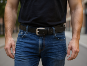 Cintura in Pelle da Uomo 4.0Cm con Fibbia in Lega e Bordo Smussato, Stile Casual - Product Image 2