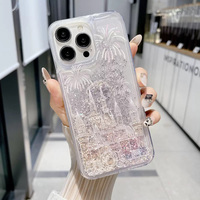 Design créatif rose halo feu d'artifice château argent Quicksand pour IPhone 16 Pro Max 15 Plus 14 13 12 17 coque de téléphone liquide