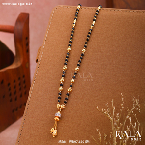 Cadena Mangalsutra de oro de 18 quilates de lujo con colgante para novias indias - Product Image 2