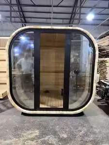 Cabine de sauna à vapeur HELIUS pour 4 personnes, sauna sec extérieur en bois de pruche avec chauffage au poêle - Product Image 4