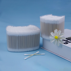Comodi 100 Pezzi di Bastoncini di <span class=keywords><strong>Cotone</strong></span> a Due Punte in Puro <span class=keywords><strong>Cotone</strong></span> con Bastoncino di Bambù Delicato in Scatola di Carta Kraft - Product Image 4