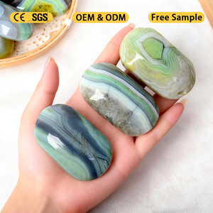 Venta al por Mayor de Cristales, Gemas Naturales al por Mayor, Ágata Verde Ovalada para Decoración - Product Image 1