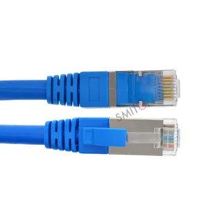 CAT6A F/FTP kabel Lan Ethernet berpelindung dengan konektor RJ45 kabel Patch ekstensi jaringan BC 10Gbps tembaga telanjang 23AWG
