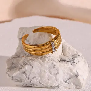 Женское позолоченное кольцо из нержавеющей стали