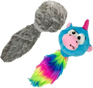 Doggie Tail & Unicorn Pal interaction Plush Dog Toys 2 Pack Value Pack Interactive Dog Toys That Wiggles Vibrates & Barks