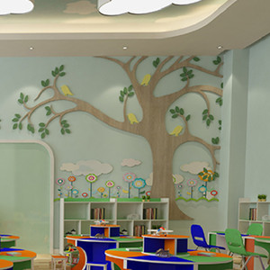 Adesivi Murali Moderni a Tema Foresta Chiquitos, Decorazioni in Legno per Casa, Ufficio, Asilo, Montessori, <span class=keywords><strong>Scuola</strong></span> Materna, Aula, Mensa - Product Image 2