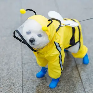 Impermeabile Puppy Dog impermeabili giacca antipioggia con cappuccio per cani di piccola taglia Poncho con cinturino riflettente Honey Bee Bear Dinosaur