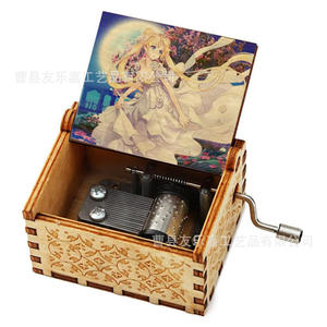 7 diseños regalo Popular melodí<span class=keywords><strong>a</strong></span> manivela de mano grabado con láser manivela de mano 6CM tamaño Mini Sailor Moon caja de música de madera juguete para niños - Product Image 6