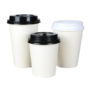 Groothandel papier cups plain white-Milieuvriendelijk Wegwerp Enkele Muur Vlakte Witte Koffie Papier Beker Met Plastic Deksel