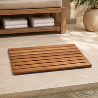 Tapis de bain antidérapant en bois d'acacia naturel, vente en gros, pour salle de bain, spa, douche, usage intérieur et extérieur