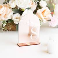 JIN PENG Plaque de table personnalisée en acrylique blanc en forme d'arche avec impression UV pour mariage, fête, événement, indication des places