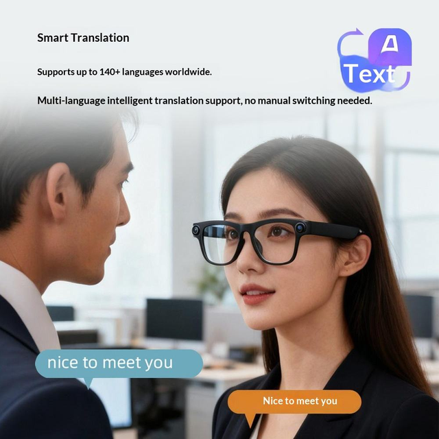 Matte Frame Sunglasses Dual Mic Voice Assistant WIFI Transfer Smart Eyewear Open Ear Audio AI Smart Glasses with 8MP Camera