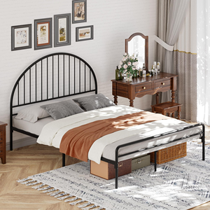 <span class=keywords><strong>Lit</strong></span> <span class=keywords><strong>en</strong></span> métal moderne robuste, <span class=keywords><strong>lit</strong></span> plateforme taille double avec tête <span class=keywords><strong>de</strong></span> <span class=keywords><strong>lit</strong></span> à motif flèche pour la maison, l'école, l'hôtel ou l'appartement - Product Image 6