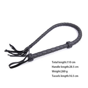 Fusta de Cuero <span class=keywords><strong>Tejida</strong></span> a Mano de 110 cm, Paleta para Azotes, Herramientas de Castigo para Esclavos, Juguetes Sexuales BDSM para Juegos - Product Image 6