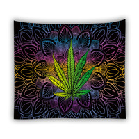 Tapisserie murale en feuille de mandala et de feuille d'érable, impression 3D personnalisée avec logo, pour la maison et la chambre à coucher