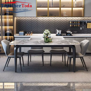 Nouvelle conception, table à manger rectangulaire de luxe avancée et personnalisée avec 6 chaises, ensemble de 8 places pour appartement, salon et salle à manger - Product Image 3
