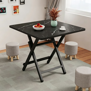Tavolo da Pranzo Pieghevole Quadrato Semplice e Portatile Runwood, Arredamento Moderno in Acciaio Inox e <span class=keywords><strong>Legno</strong></span> per Casa e Ufficio - Product Image 1