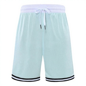 Shorts de basketball unisexes Healy pour adultes, respirants, en maille, bleu clair, avec cordon de serrage à la taille, vêtements de sport d'été, 100% polyester - Product Image 3