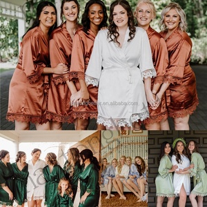 Robes de mariée en soie satinée personnalisées avec logo, pour femmes, avec bordure en dentelle, pour la mariée, les demoiselles <span class=keywords><strong>d</strong></span>'<span class=keywords><strong>honneur</strong></span>, les filles <span class=keywords><strong>d</strong></span>'<span class=keywords><strong>honneur</strong></span>, <span class=keywords><strong>robe</strong></span> de matin - Product Image 6