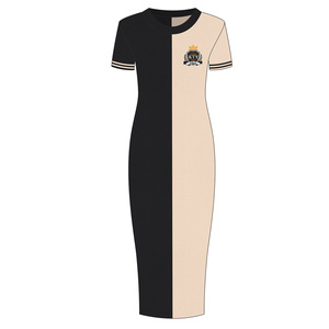<span class=keywords><strong>Robe</strong></span> longue <span class=keywords><strong>en</strong></span> tricot pour <span class=keywords><strong>femme</strong></span> <span class=keywords><strong>grande</strong></span> <span class=keywords><strong>taille</strong></span>, color-block, assortiment de couleurs, moulante, sexy, ODM personnalisée, manches courtes, pull - Product Image 3
