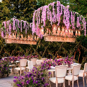 12 têtes de fleurs artificielles de glycine en soie pour décoration de maison, mariage, fête - Vente en gros - Product Image 2