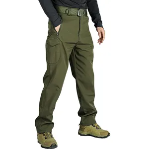 Men Outdoor Trekking Fishing Hiking Pants Waterproof Fleece Warm Army Green Tactical Cargo Skiing Trousers