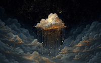 Papier peint mural auto-adhésif imperméable moderne pour chambre d'enfant, nuages dorés, ciel nocturne, avec installation facile